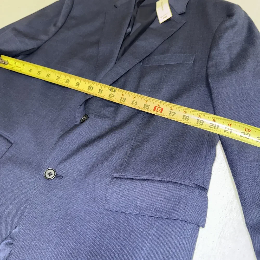 Banana Republic Blue Italian Wool 2 Button Suit Modern Size 46R Slim Fit BNWT